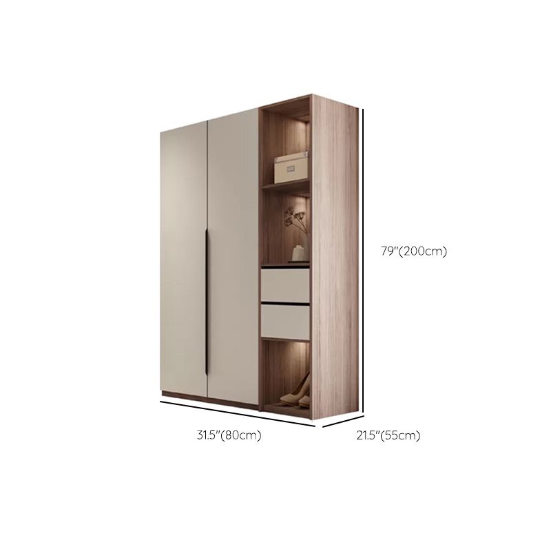 Hinged Storage Cabinet Modern Wardrobe Armoire with Garment Rod Clearhalo 'Armoires & Wardrobes' 'armoires_wardrobes' 'Bedroom Furniture' 'furn' 'furn_armoires_wardrobes' 'Furniture' 1200x1200_258c02a5-1a2e-4152-bc3d-141b949820fe