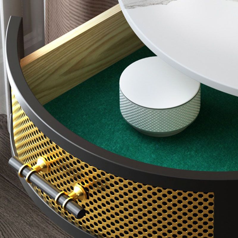 Modernistic Metal with Shelf Double Tier Living Room Drawer End Table Clearhalo 'Coffee & Accent Tables' 'End & Side Tables' 'end_side_tables' 'furn' 'furn_end_side_tables' 'Furniture' 'Living Room Furniture' 1200x1200_258d25e0-eb78-48bf-b125-11769e5280bf