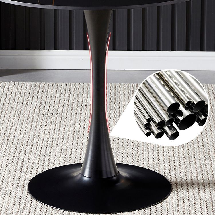 Round Dining Table Stone Top Dining Table in Black and White Clearhalo 'Dining Tables & Seating' 'Dining Tables' 'dining_table' 'furn' 'furn_dining_table' 'Furniture' 'Kitchen & Dining Furniture' 1200x1200_258d3a02-1428-4573-bcc3-3b2e2bfff422