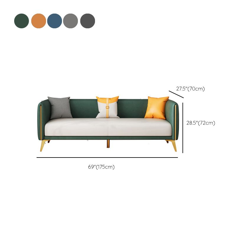 Glam Style 27.55" Wide Faux Leather 3 Seater Tuxedo Arm Sofa with Pillows