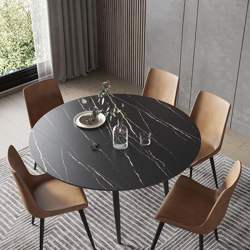 Stone Contemporary Round Dinner Table Matte Finish 4 Legs Table for Home Clearhalo ' dining_table' 'Dining Tables & Seating' 'Dining Tables' 'furn' 'furn_dining_table' 'Furniture' 'furniture_dining_table' 'Kitchen & Dining Furniture' 'kitchen&dining_furn' 'kitchen' 'kitchen_dining_table' 1200x1200_25918816-08ac-4f83-ab56-b6088bd7626c