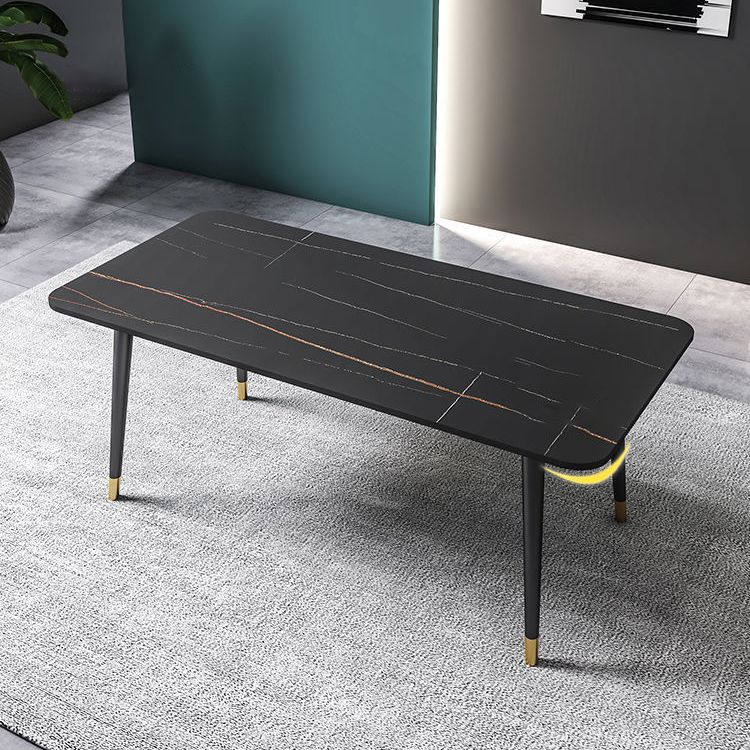 Glam Stone Rectangle Dining Table Matte Finish Home Table with 4 Legs Clearhalo 'Dining Tables & Seating' 'Dining Tables' 'dining_table' 'furn' 'furn_dining_table' 'Furniture' 'furniture_dining_table' 'Kitchen & Dining Furniture' 'kitchen' 'kitchen_dining_table' 1200x1200_2591df1d-598d-4be1-a851-4eb81b00b41e