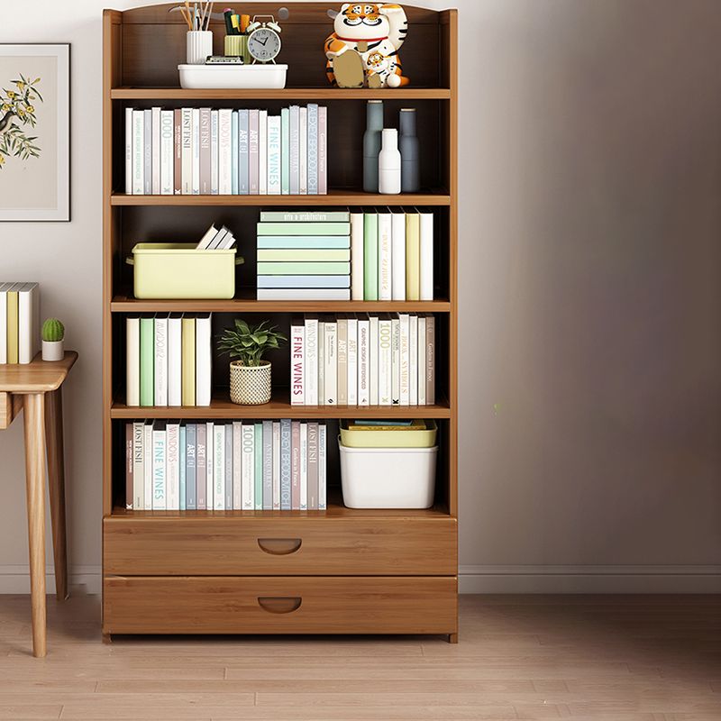Contemporary Bamboo Bookcase Standard Closed Back Bookshelf with Shelves Clearhalo 'Bookcases' 'furn' 'furn_bookcases' 'Furniture' 'Office Furniture' 1200x1200_2596580f-4c61-4e90-893f-df3da703bd1f