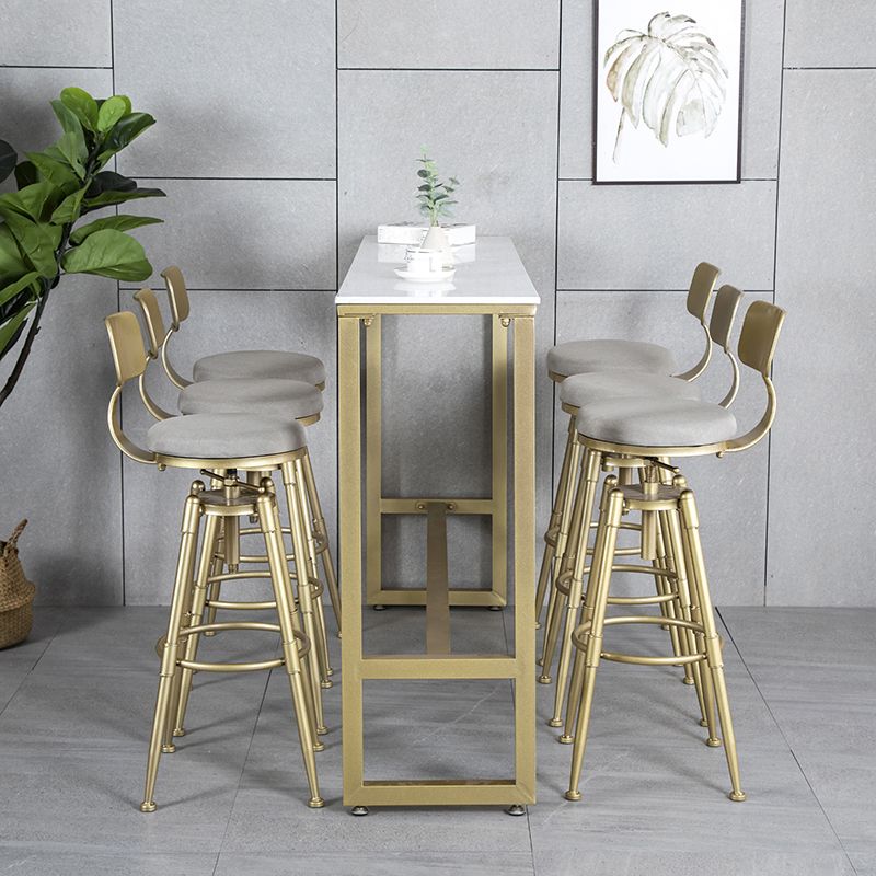 Glam Style Gold 41.3"H Bar Table Marble White Rectangle Top Bistro Table Clearhalo 'Bar Furniture' 'Bar Tables' 'bar_tables' 'Furniture' 'furniture_bar_tables' 'Kitchen & Dining Furniture' 'kitchen&dining_furn' 'kitchen' 1200x1200_25998a11-0e12-4749-98cf-8d301b306f85