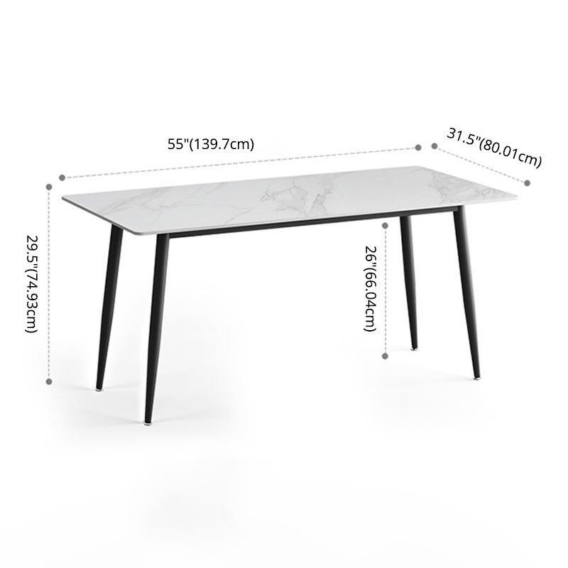 Modern Sintered Stone White Dining Set with Rectangle Table and Black Legs Kitchen Dining Set Clearhalo 'Dining Room Sets' 'Dining Tables & Seating' 'dining_room_set' 'furn' 'furn_dining_room_set' 'Furniture' 'furniture_dining_room_set' 'Kitchen & Dining Furniture' 'kitchen&dining_furn' 'kitchen' 1200x1200_2599a2f8-832e-42b6-a0f1-4701440fc132