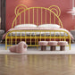 Bear Ear Headboard Glam Bed Iron Frame with  Footboard,Tall Clearance