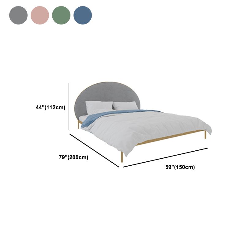 Marco de lecho de metal glamoroso y tapizado con cabecera tapizada arqueada