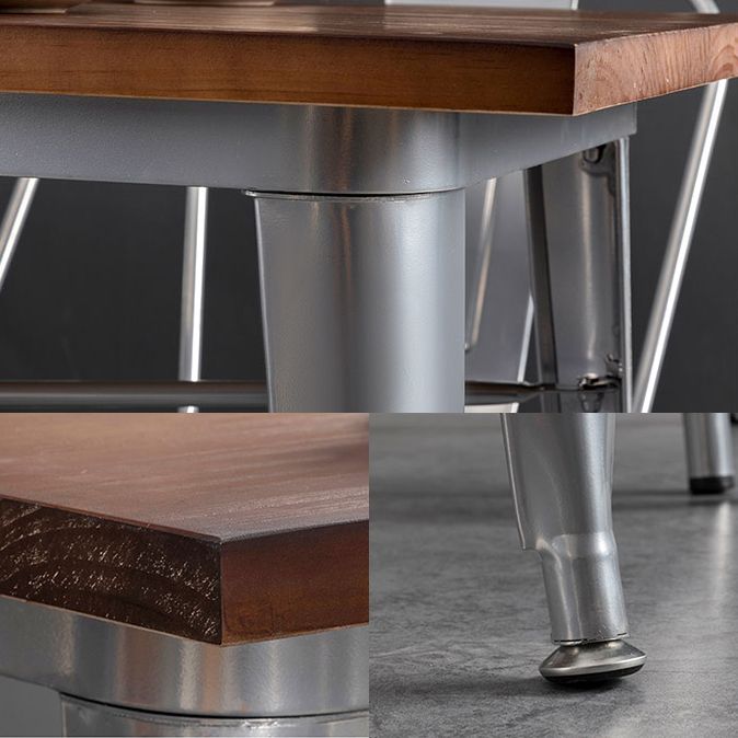 Industrial Style Solid Wood Dining Set with Metal 4 Legs Fixed Table Dinette Set for Restaurant Clearhalo 'Dining Room Sets' 'Dining Tables & Seating' 'dining_room_set' 'furn' 'furn_dining_room_set' 'Furniture' 'furniture_dining_room_set' 'Kitchen & Dining Furniture' 'kitchen&dining_furn' 'kitchen' 1200x1200_259b3944-dd4b-4fe4-ab93-af531abdefcd