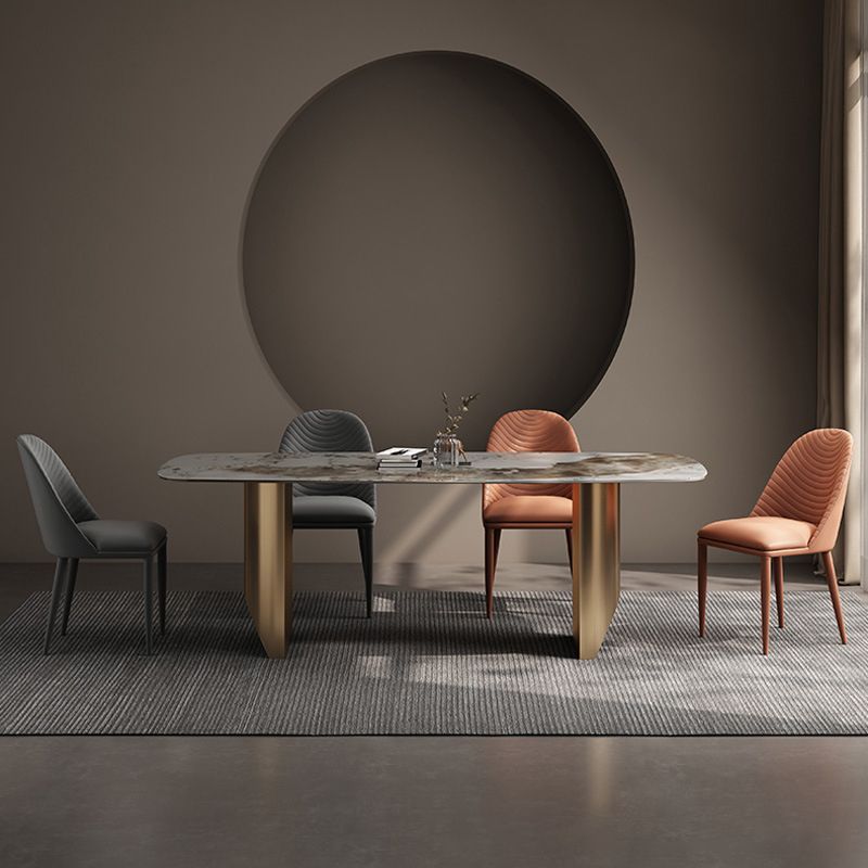 Juego de comedor contemporáneo 1/2/5/7 piezas Juego de mesa de comedor de piedra blanca brillante