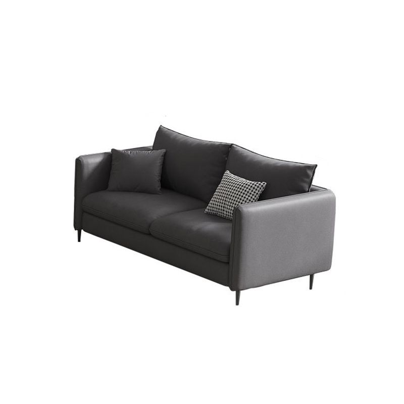 Grey Faux Leather Contemporary Square Arm Standard Sofa for Living Room, Apartment Clearhalo 'furn' 'furn_sofas' 'Furniture' 'furniture_sofas' 'Living Room Furniture' 'Sofa' 'sofas' 1200x1200_259f8ad5-3dcb-494f-8517-7b3fcaf34e19