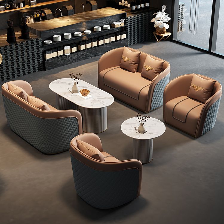 Divano a braccio di smoking in pelle finta 25,59 "divano contemporaneo largo con schiena stretta