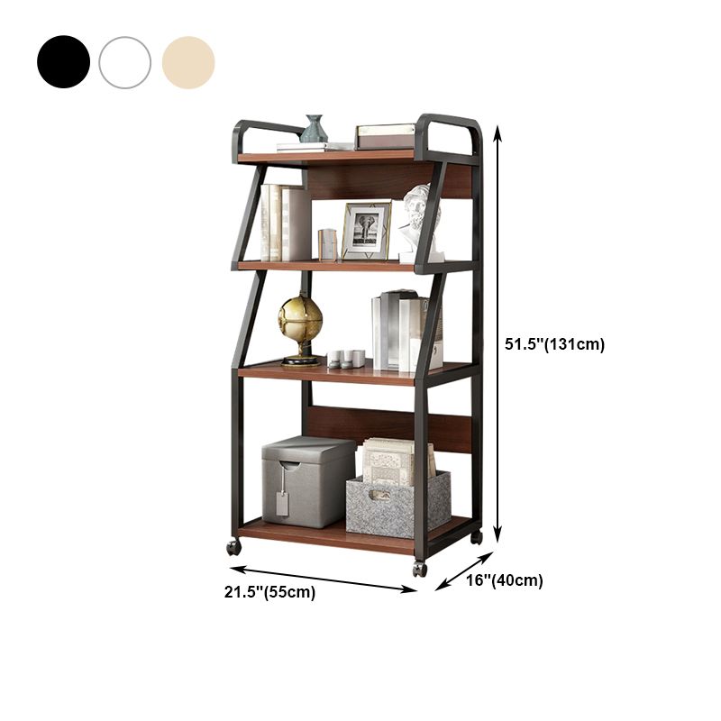 Contemporary Style Bookshelf Casters Bookcase for Study Room and Office