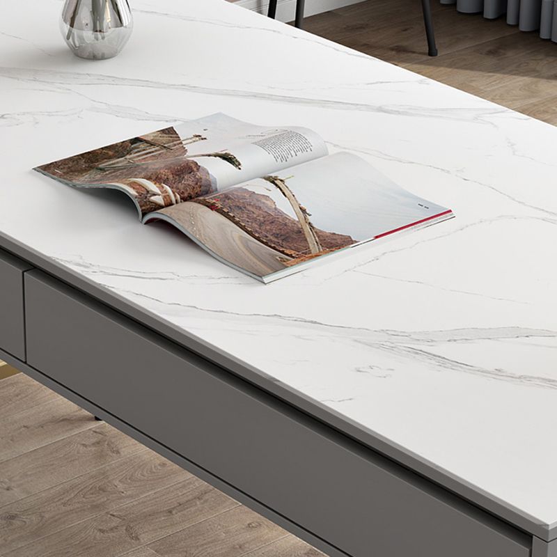 Modern Stone Office Desk Rectangular Shape Task Desk with 2-Drawers in Grey and Gold Clearhalo 'furn' 'furn_office_desk' 'Furniture' 'Office Desks' 'Office Furniture' 'office_desk' 1200x1200_25a2a1b5-f8df-4426-b699-d3915935be35