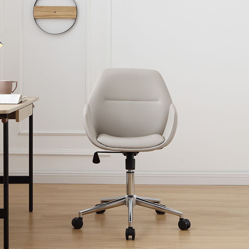 Chaise sans bras chaise pivotante de hauteur réglable en cuir avec roues