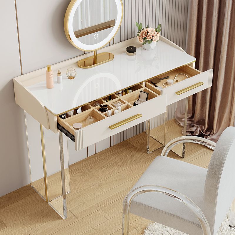 Tavolo da toeletta da top in pietra contemporanea con 2 cassetti e base acrilica