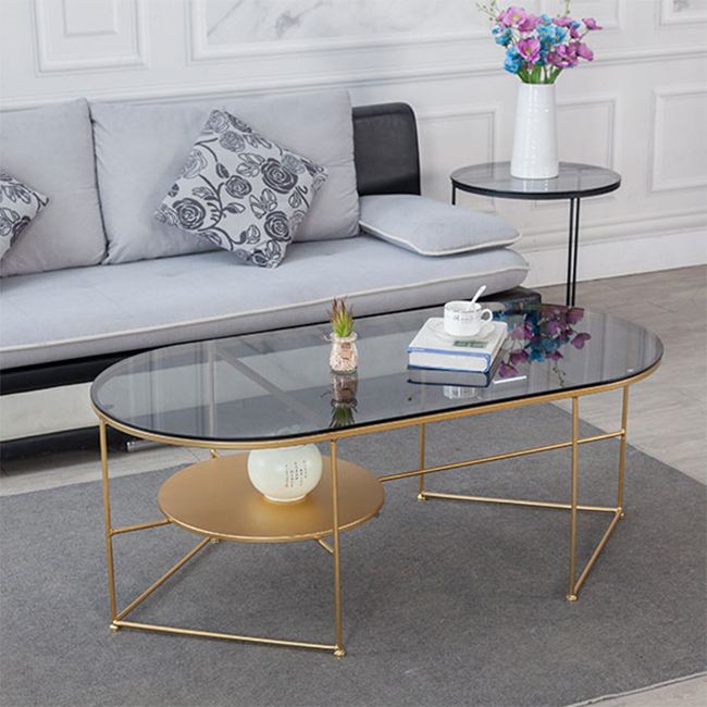 Modern X-Base Coffee Cocktail Table Glass Top Coffee Cocktail Table for Living Room Clearhalo 'Coffee & Accent Tables' 'Coffee Tables' 'coffee_tables' 'furn' 'furn_coffee_tables' 'Furniture' 'Living Room Furniture' 1200x1200_25a5928d-9248-414b-bd4b-4f70855adcf6