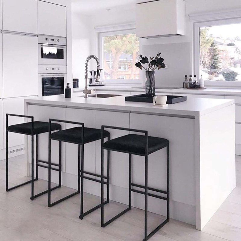 Modern Armless Backrest Counter Stool Iron Cafe Bar Stool with Cushion and Pedal Clearhalo 'Bar Furniture' 'Bar Stools' 'bar_stools' 'furn' 'furn_bar_stools' 'Furniture' 'furniture_bar_stools' 'Kitchen & Dining Furniture' 1200x1200_25a6fdae-8bd0-4232-92de-5fa5fb5730de