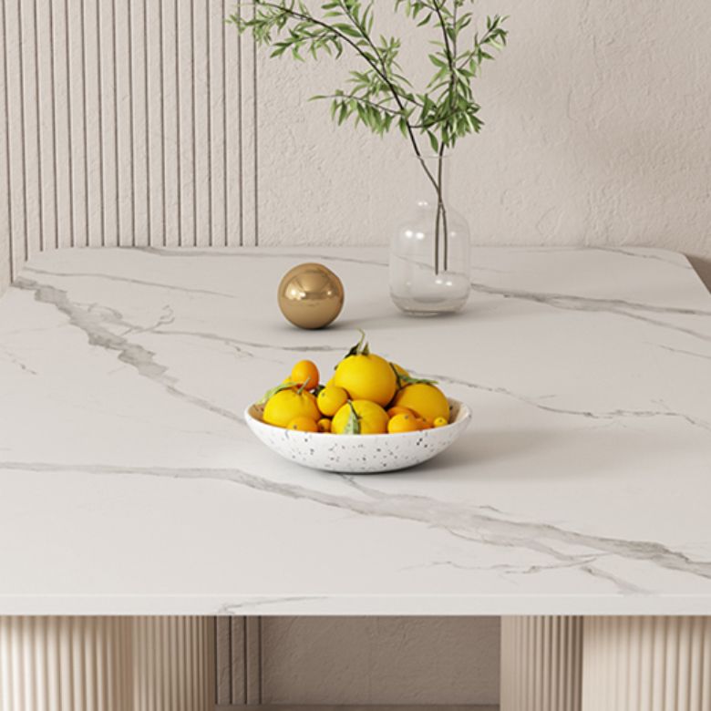 Modern Style 1/4/5/7 Pieces Dining Table Rectangle Stone Furniture in White Clearhalo 'Dining Room Sets' 'Dining Tables & Seating' 'dining_room_set' 'furn' 'furn_dining_room_set' 'Furniture' 'Kitchen & Dining Furniture' 1200x1200_25a8ca83-7eb0-4e41-96b6-7adaaac6bbb1