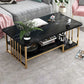 Modern Metal Marble Coffee Table Rectangle Cocktail Table with Shelf Clearhalo 'Coffee & Accent Tables' 'Coffee Tables' 'coffee_tables' 'furn' 'furn_coffee_tables' 'Furniture' 'furniture_coffee_tables' 'Living Room Furniture' 1200x1200_25a95da4-0979-429a-a6d0-208b07422e16