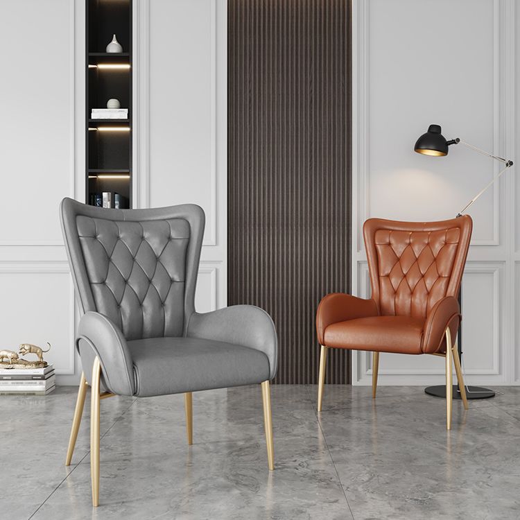 Glam Metal Dining Room Chairs Upholstered Side Arm Chair for Home Use Clearhalo ' kitchen&dining_furn' 'Dining Chairs' 'Dining Tables & Seating' 'dining_chair' 'furn' 'furn_dining_chair' 'Furniture' 'furniture_dining_chair' 'Kitchen & Dining Furniture' 'kitchen' 1200x1200_25aabcb4-bdca-4407-a567-8fbe77f33cc8