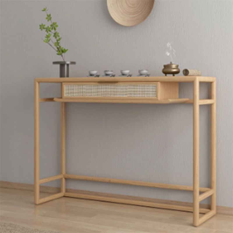 1 Drawer Console Table Solid Wood 34.65-inch Tall Accent Table