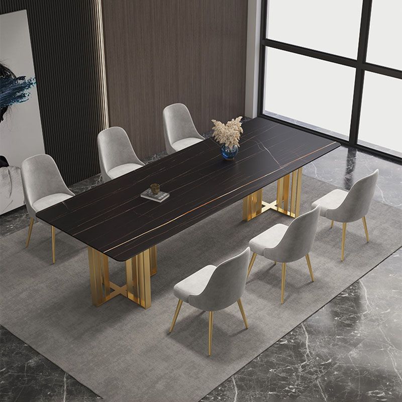 Table à manger de style industriel Table rectangulaire en pierre frittée pour salle à manger