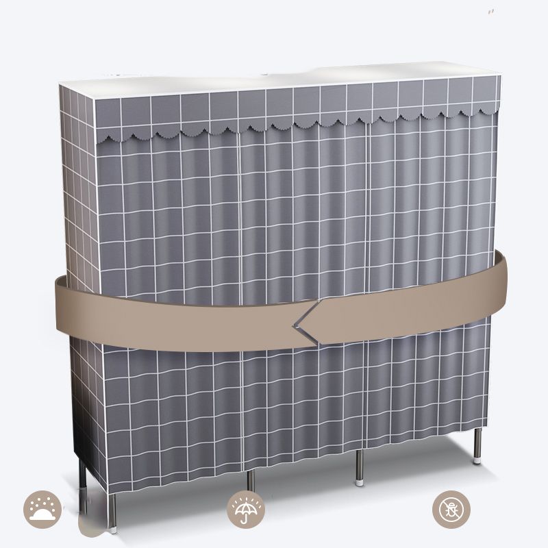 Contemporary Style Metal Wardrobe 2-Shelves Wardrobe Closet for Bedroom Clearhalo 'Armoires & Wardrobes' 'armoires_wardrobes' 'Bedroom Furniture' 'furn' 'furn_armoires_wardrobes' 'Furniture' 1200x1200_25ad2215-460b-4075-9237-a26f0b03620c