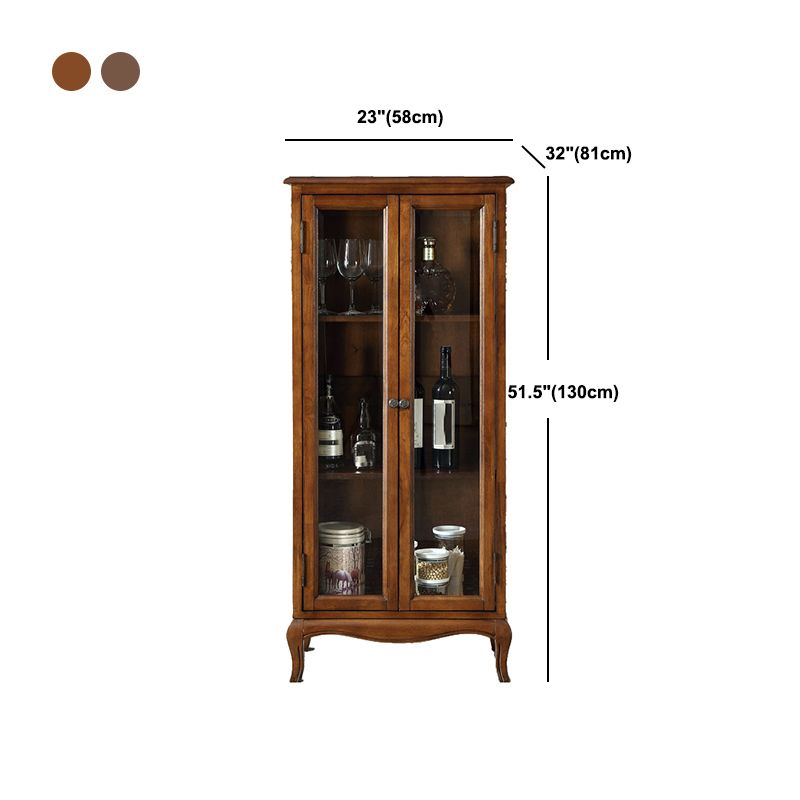 Mid-century Modern 51.18" Tall Glass Paned Accent Cabinet, Wooden Rectangle Cabinet