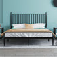 Metal Glam Slat Bed Solid Color Bed Frame with Spindle Headboard