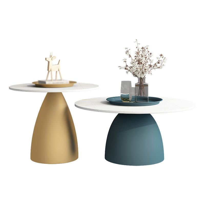 Style moderne blanc / top rock tôle roche artisanat rond table basse