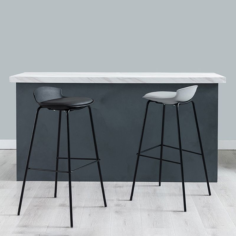 Contemporary Metal Frame Bar Stool Low Back PU Leather Bar Stool for Living Room Clearhalo 'Bar Furniture' 'Bar Stools' 'bar_stools' 'furn' 'furn_bar_stools' 'Furniture' 'Kitchen & Dining Furniture' 1200x1200_25b13eb3-b2c7-424f-a497-6d160b2569c7