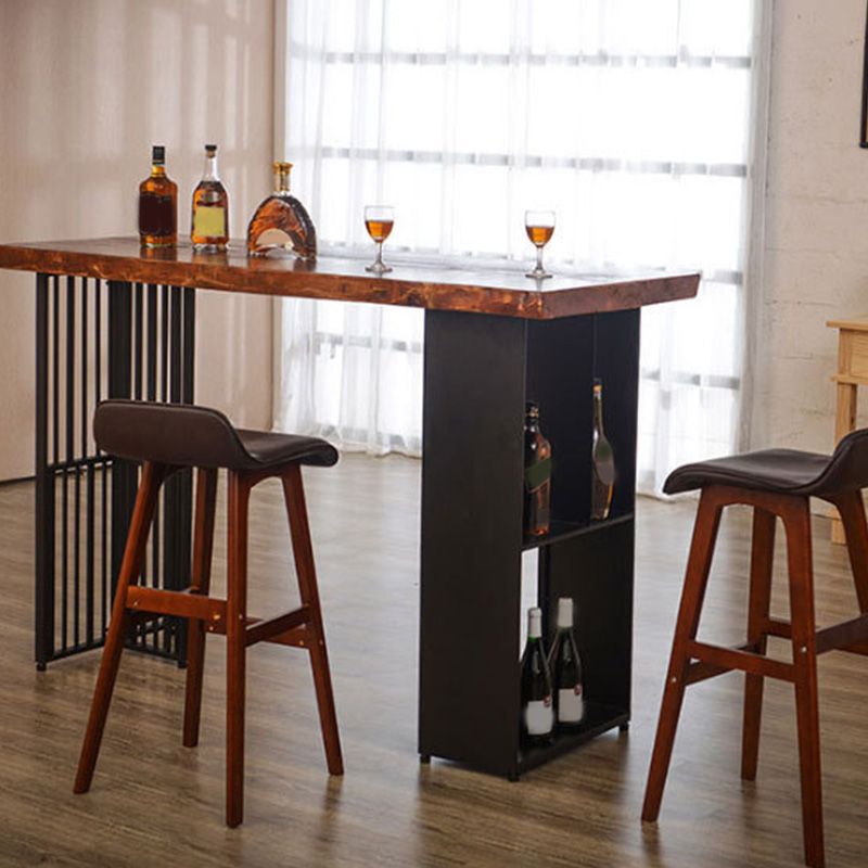 Modern Bar-height Table Solid Wood Top Pub Table with 2 Shelve Clearhalo 'Bar Furniture' 'Bar Tables' 'bar_tables' 'furn' 'furn_bar_tables' 'Furniture' 'Kitchen & Dining Furniture' 1200x1200_25b16148-acbb-44a0-9da7-097946138568
