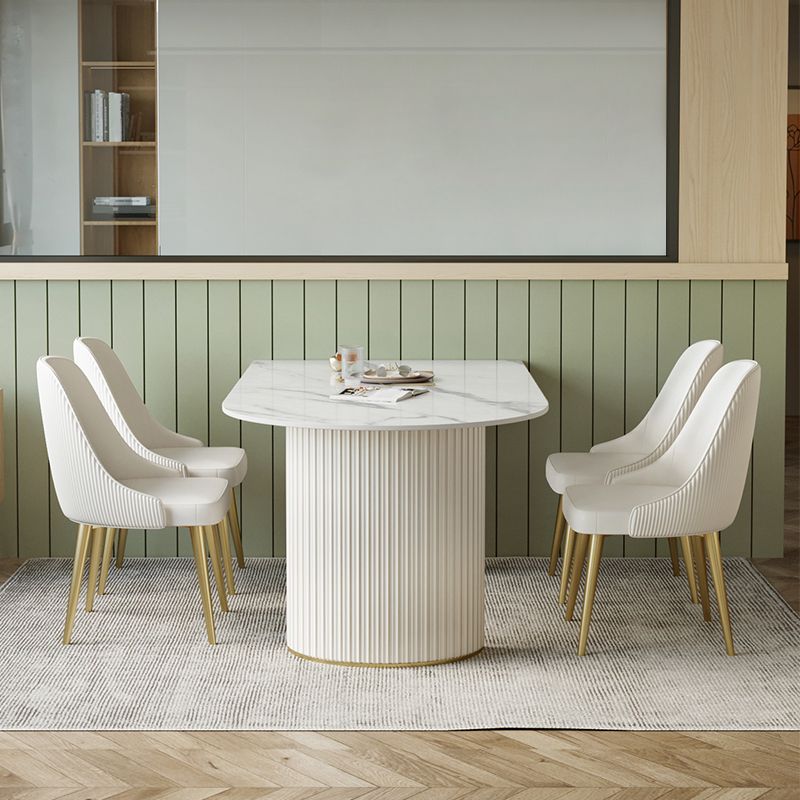 Tavolo da sala da pranzo in forma gratuita di lusso in pietra sinterizzata a doppio piedistallo