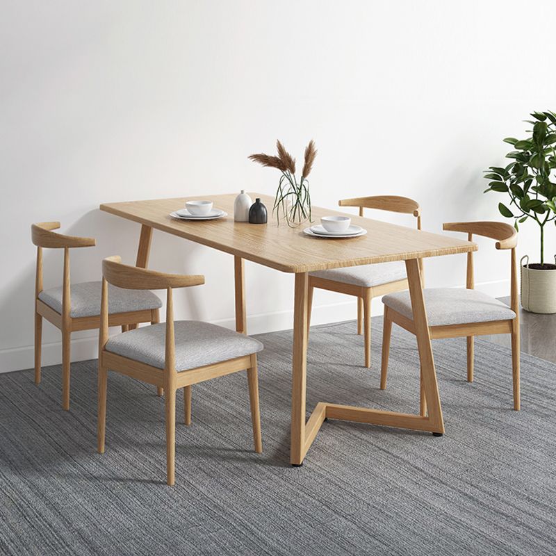 Minimalist Style Solid Wood Top Dining Table Set of Rectangle Shape Formal Kitchen Set Clearhalo 'Dining Room Sets' 'Dining Tables & Seating' 'dining_room_set' 'furn' 'furn_dining_room_set' 'Furniture' 'furniture_dining_room_set' 'Kitchen & Dining Furniture' 'kitchen&dining_furn' 'kitchen' 1200x1200_25b37d63-485b-418c-8220-e0e6d06c76ba