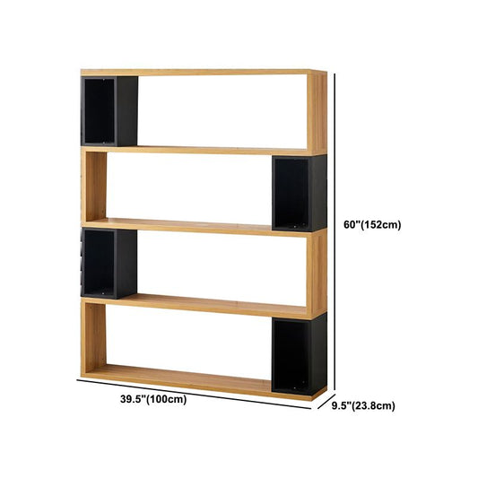 Modern geometry Bookshelf Multi Shelfs Open Back Bookcase in Natural Clearhalo 'Bookcases' 'furn' 'furn_bookcases' 'Furniture' 'Office Furniture' 1200x1200_25b390e3-dfaa-43a4-9d72-da06f1b0cfca