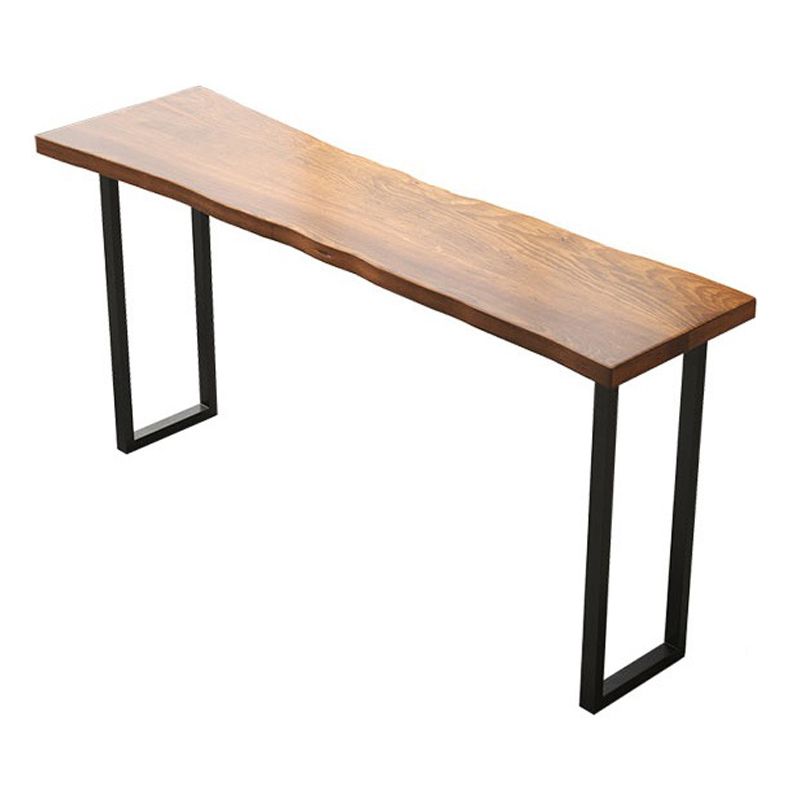 Rectangular Pine Wood Top Bar Table Industrial Bar Table with Double Pedestal in Black Clearhalo 'Bar Furniture' 'Bar Tables' 'bar_tables' 'furn' 'furn_bar_tables' 'Furniture' 'Kitchen & Dining Furniture' 1200x1200_25b4988d-af19-480c-98ab-178a39dfcee7