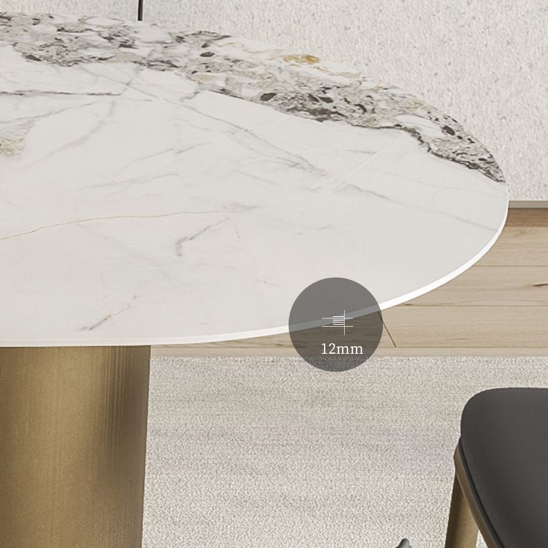 Luxury Oval Dining Table Stainless Steel Double Pedestal Dining Table