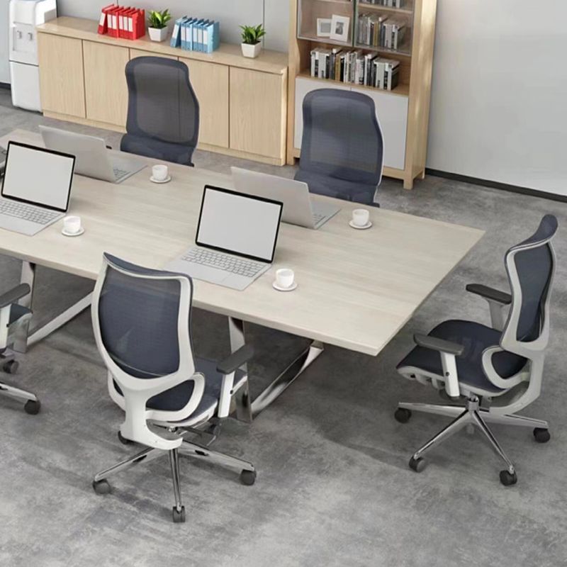 Moderne feste Arme Stuhl hoher Rückenschwarz/Grau -Maschenstuhl mit Rädern