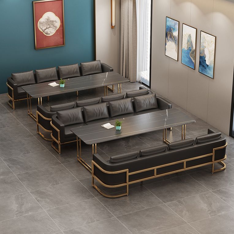 Industrial Sintered Stone Dinner Room Kitchen Table Black Table with Gold Frame for Dining Room Clearhalo ' dining_table' 'Dining Tables & Seating' 'Dining Tables' 'furn' 'furn_dining_table' 'Furniture' 'furniture_dining_table' 'Kitchen & Dining Furniture' 'kitchen&dining_furn' 'kitchen' 'kitchen_dining_table' 1200x1200_25b5ee5e-92f2-472f-aad9-e0ed09a69e42