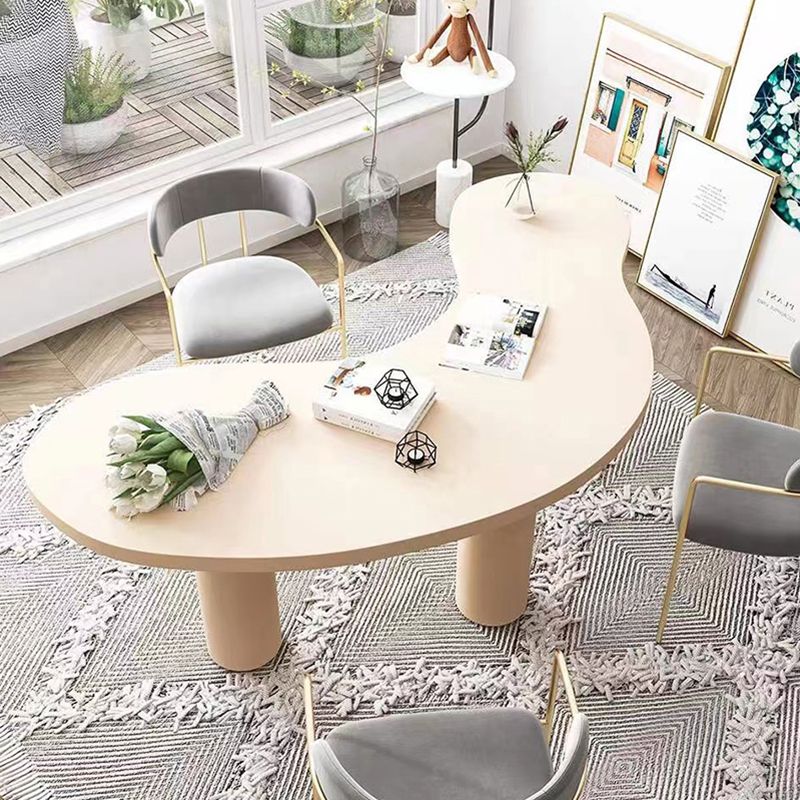 Escritorio de oficina contemporáneo de forma no convencional escritorio de escritura de madera sólida para el hogar