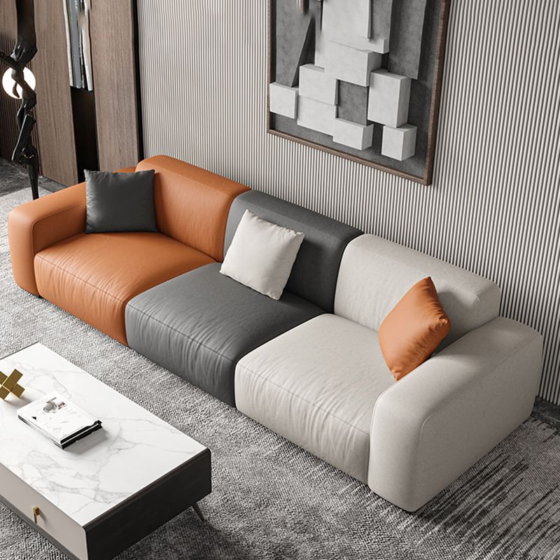 Stain-Resistant Faux Leather Standard Sofa Living Room Square Arm Settee Clearhalo 'furn' 'furn_sofas' 'Furniture' 'furniture_sofas' 'Living Room Furniture' 'Sofa' 'sofas' 1200x1200_25b93eab-4d8f-4a57-8654-edcf3d3a0d49