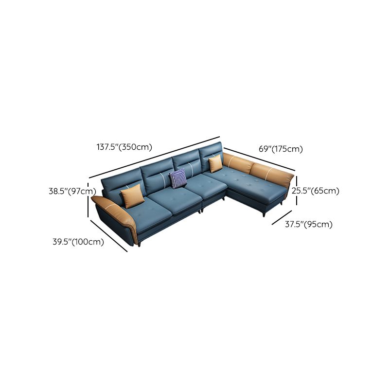 Blue 4-seater Faux Leather Tufted Pillow Top Arm Sectional Sofa Clearhalo 'furn' 'furn_sectionals' 'Furniture' 'Living Room Furniture' 'Sectionals' 1200x1200_25baf1c4-bd34-4a69-8ae3-0147fe064774