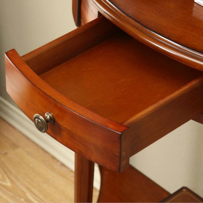 Storage Half Moon Console Table Wood Mid-Century Modern End Table