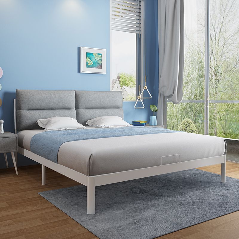 Contemporary Metal Platform Bed Panel Frame with Upholstered Headboard Clearhalo 'Bedroom Furniture' 'Beds' 'furn' 'furn_beds' 'Furniture' 1200x1200_25bbd2a5-39ce-4521-a098-5e0fa381f8d0