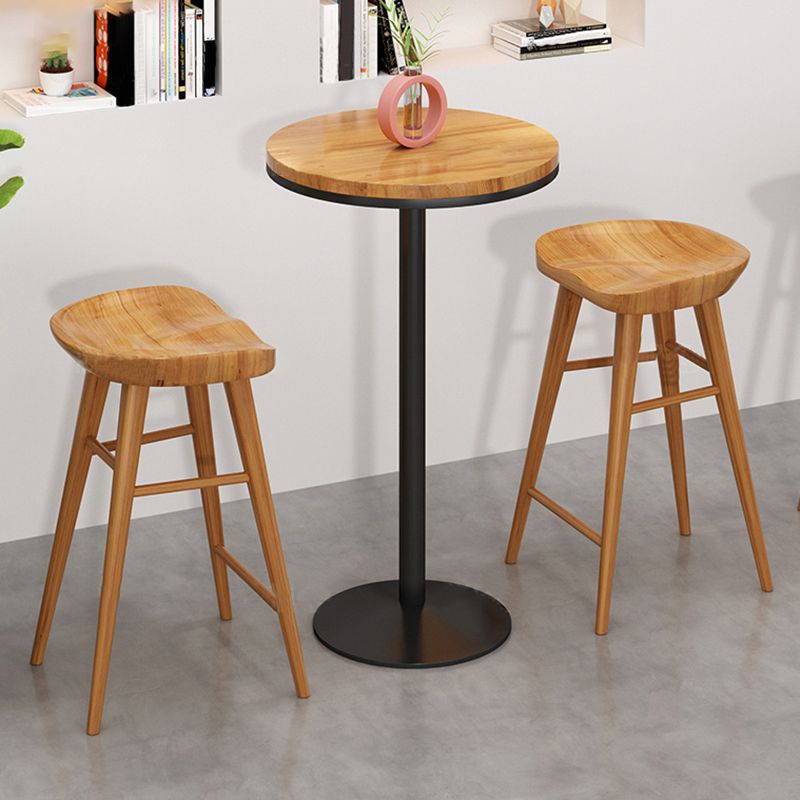 Modern Round Bar Dining Table Indoor Wood Top Bar Height Pub Table Iron Base Clearhalo 'Bar Furniture' 'Bar Tables' 'bar_tables' 'furn' 'furn_bar_tables' 'Furniture' 'furniture_bar_tables' 'Kitchen & Dining Furniture' 'kitchen&dining_furn' 'kitchen' 1200x1200_25bcf0ef-23e2-4a5b-8369-dd9772a5dc07