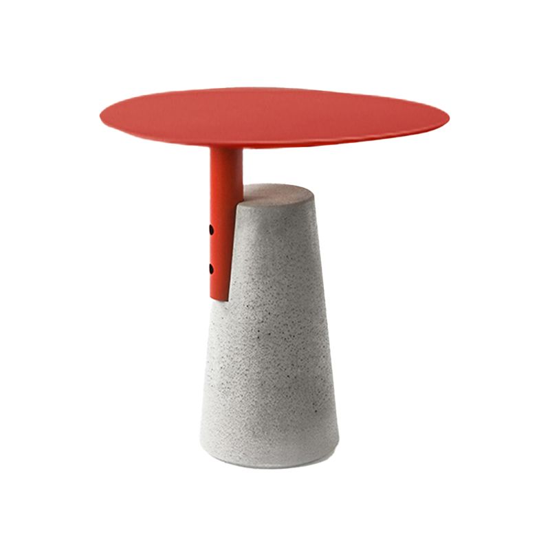 Contemporary Metal Round Side Table Concrete Pedestal End Table