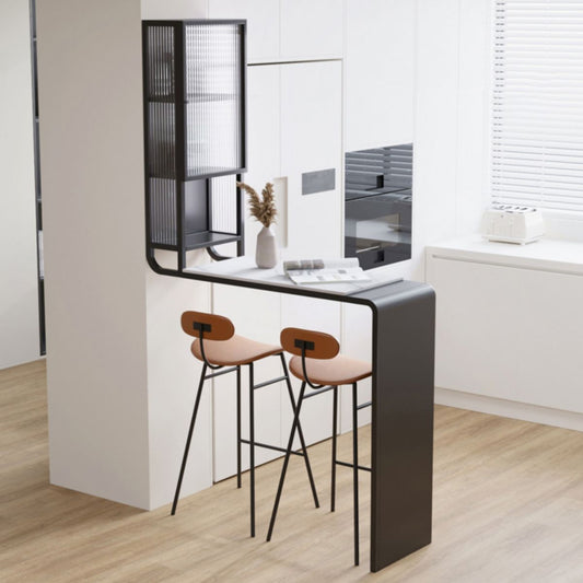 Stone Bar Dining Table Modern Bar Table with Pedestal and Glass Locker for Living Room Clearhalo 'Bar Furniture' 'Bar Tables' 'bar_tables' 'furn' 'furn_bar_tables' 'Furniture' 'furniture_bar_tables' 'Kitchen & Dining Furniture' 1200x1200_25bf2dcf-d93c-4009-8c6e-e1b72a9d827e