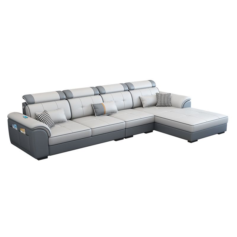 Pillowed Back Cushions Cotton Blend /Faux Leather Furniture Sectionals Clearhalo 'furn' 'furn_sectionals' 'Furniture' 'furniture_sectionals' 'kitchen' 'kitchen_sectionals' 'Living Room Furniture' 'Sectionals' 1200x1200_25bfa51a-def3-4c67-874c-49675a7574c9