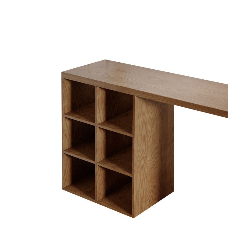 Modern Style Bar Table Pine Solid Wood Double pedestal Bar Dining Table with Storage Clearhalo 'Bar Furniture' 'Bar Tables' 'bar_tables' 'furn' 'furn_bar_tables' 'Furniture' 'Kitchen & Dining Furniture' 1200x1200_25c2f95f-5f85-44a7-bb4a-05ecbb42dbe5