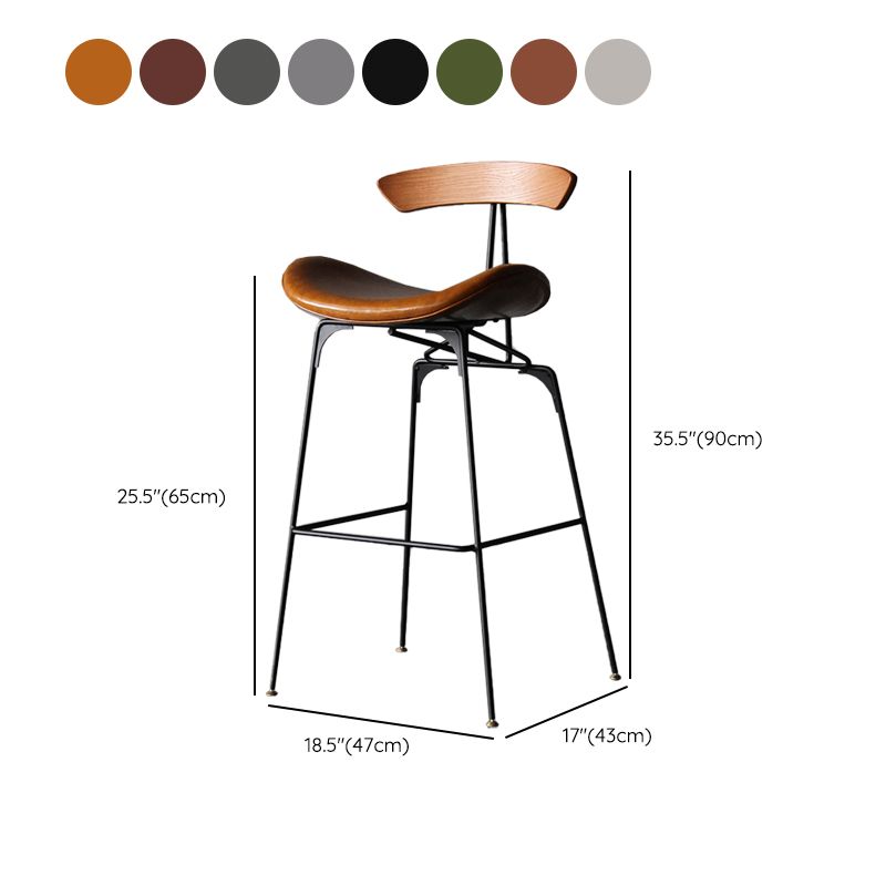 Industrial Style Counter Stool Faux Leather Counter-height Stool for Indoor